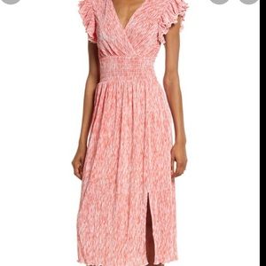 Nordstrom Chelsea 28 midi dress, pink red white medium, brand new with tags